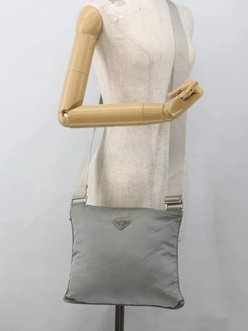PRADA Shoulder Bag Nylon Gray Silver Auth - Picture 4 of 16